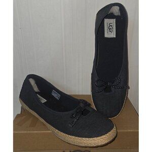 UGG Australia SYLESTE Black Espadrille Flat Slip on Shoes Women US Size 9.5 NEW
